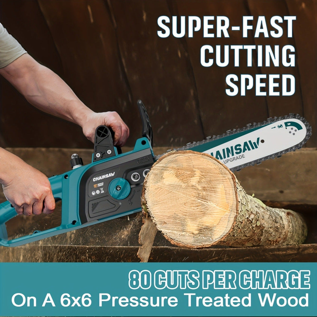 Cordless Brushless Chainsaw with 6- or 12-Inch Bar, One- or Two-Battery Kits in Purple, Green, Teal or Yellow — image 18