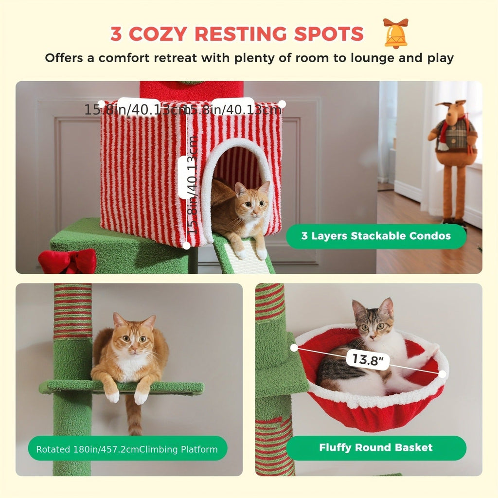 90-107.9-Inch Floor-to-Ceiling Cat Tree with Four Platforms, Tension Post and Five Style Options — image 23