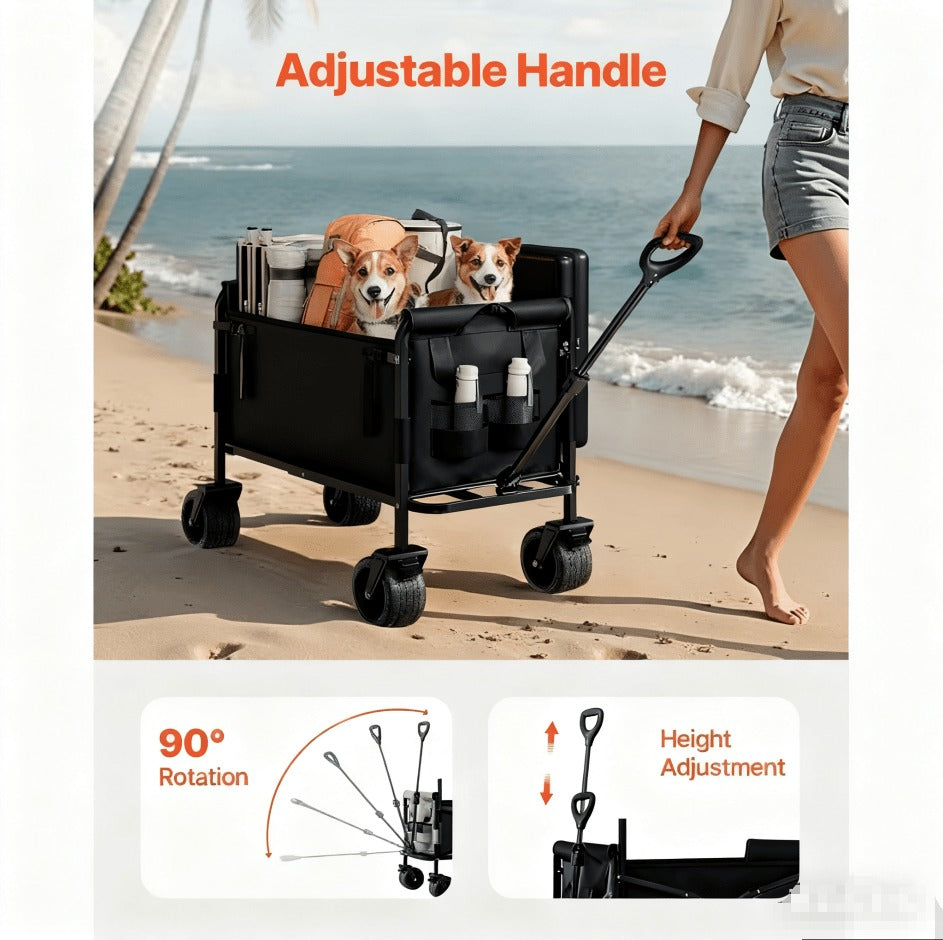 Foldable Utility Wagon Cart 550 lbs, Collapsible Outdoor Cart with Bench Seat & All-Terrain Wheels — image 16