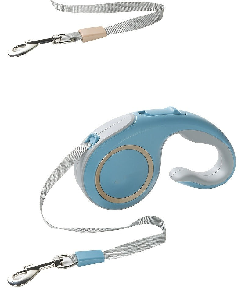 Retractable Dog Leash with 16-Foot Tape, One-Button Lock and Six Champagne, White or Blue Size Options — image 8
