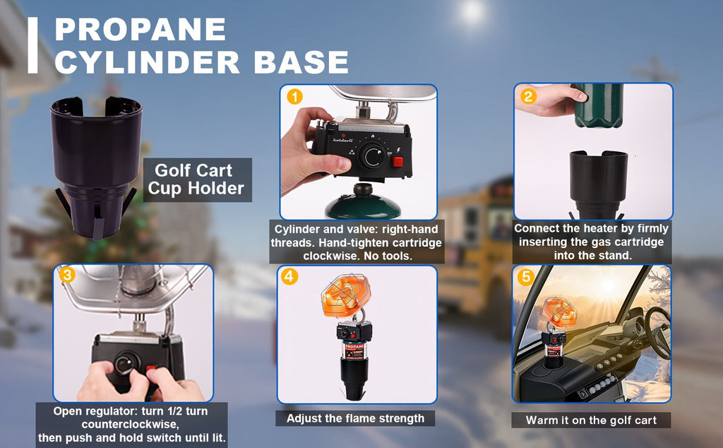 Golf Cart Heater 8520 BTU Portable Propane Catalytic Burner with Cup Holder Mount, Pulse Ignition — image 15