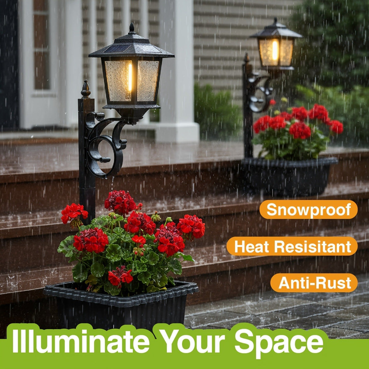 Solar Garden Light HOODINK Black Flower-Pot Lamp Post with Solar Panel, IP44 Label and 1- or 2-Pack Options — image 14