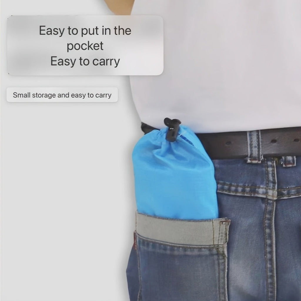 210 x 200cm Picnic Mat with Blue Center Panel, Grey Border, Drawstring Carry Pouch and Ground Stakes — image 15