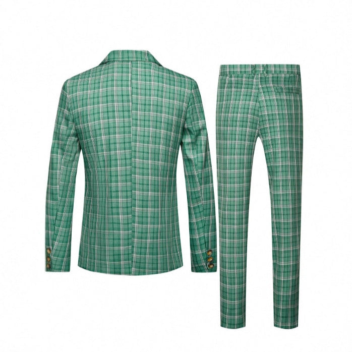 Mens Double-breasted Suit Jacket And Pants Set