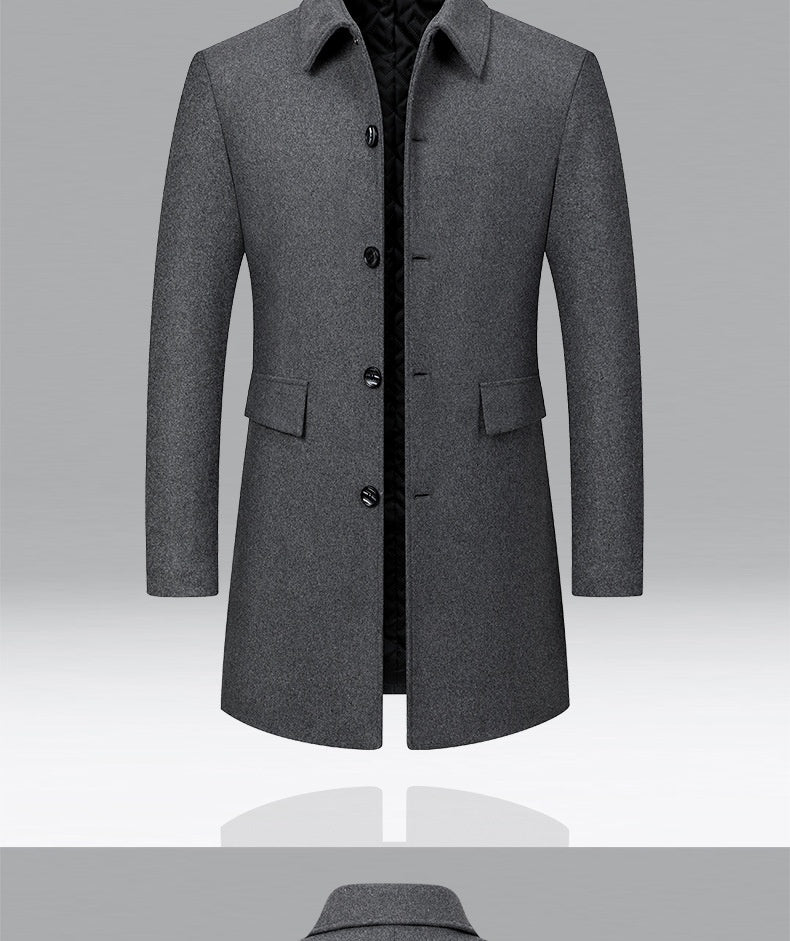 Lapel New Middle-aged Men Coat Woolen Coat