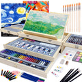 85-Piece Mixed-Media Art Set with Wooden Tabletop Easel, Paints, Pencils, Brushes and Paper Pads — image 1