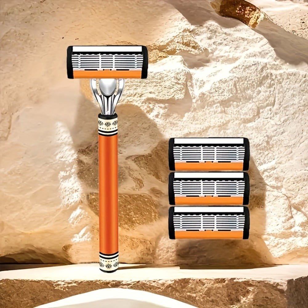 Double Edge Safety Razor Set for Men with 2 Handles & Stainless Steel Replacement Blades – Barber-Quality Close Shave Manual 