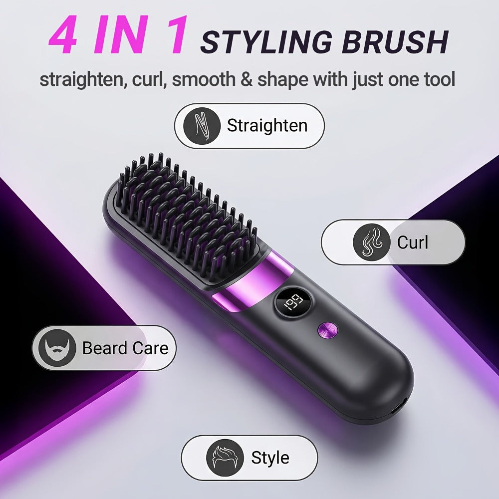 Ionic Hair Straightener Brush USB-C Rechargeable 3-in-1 Straightener Curler Styler, Adjustable Temperature — image 7