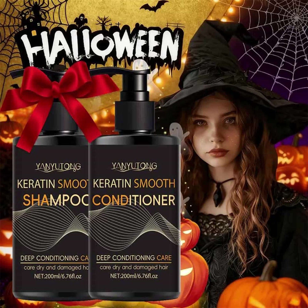 Keratin Shampoo and Conditioner Set 400ml, Breakage Split Ends & Anti-Frizz, Silky Smooth Hair for Color-Treated Heat-Damaged