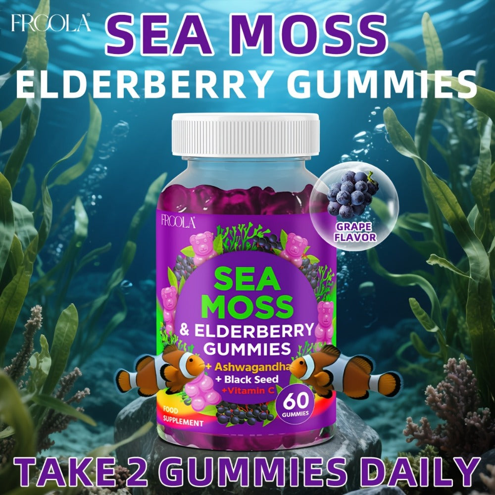 9-in-1 Sea Moss Gummies with Shilajit, Elderberry, Ginger, Turmeric, Ashwagandha & Black Seed Oil — image 1