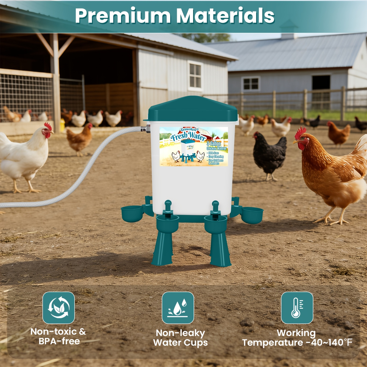 Chicken Waterer 3 Gallon Float Controlled Hose Connection Hands-Free — image 5