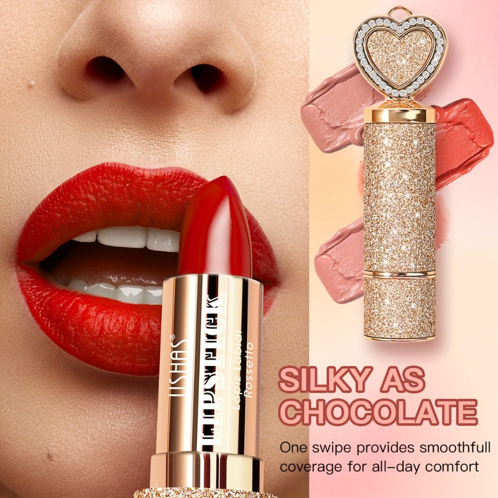 Matte Lipstick Heart-Shaped Design 24H Long-Lasting Velvet Finish – Transfer-Resistant Highly Pigmented Buildable Lip Color —