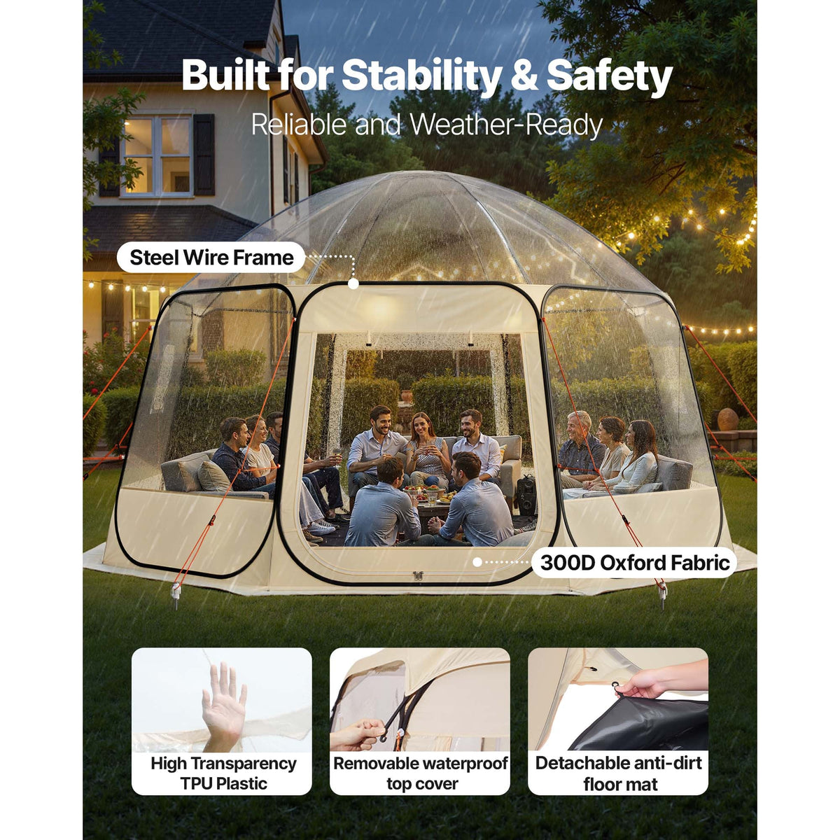 Pop Up Bubble Tent Clear Dome Tent 540° Panoramic Outdoor Shelter for Garden, Patio and Yard Use — image 1