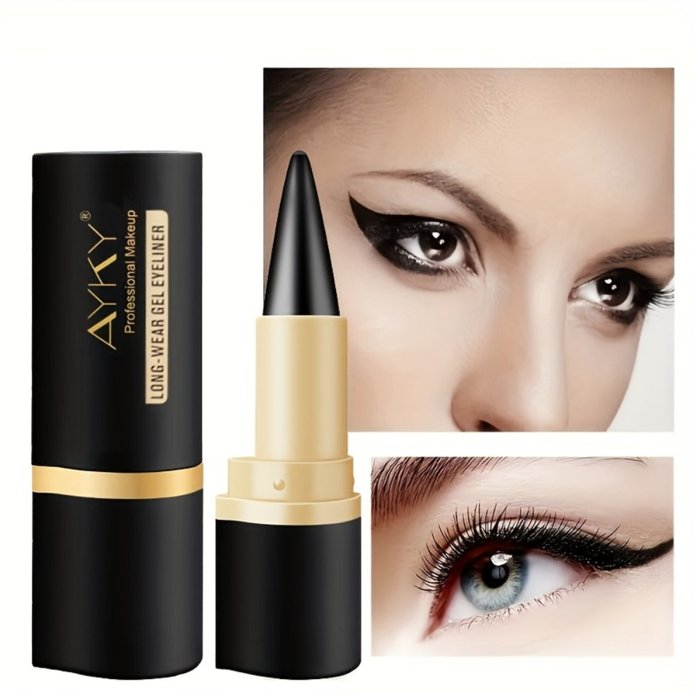 Six-Piece Solid Matte Black Twist-Up Eyeliner Set with 7.5cm Gold-Trimmed Cases for Eye Makeup — image 2