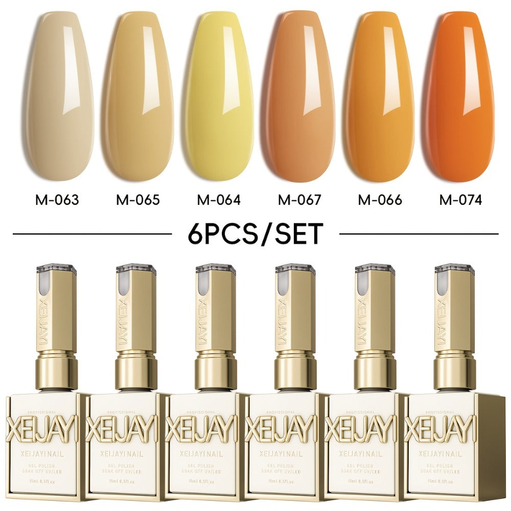 Gel Nail Polish 6-Piece 15ml Rainbow-Candy Frame-Bottle Sets in 7 Numbered Color Palettes for Nail Art — image 5