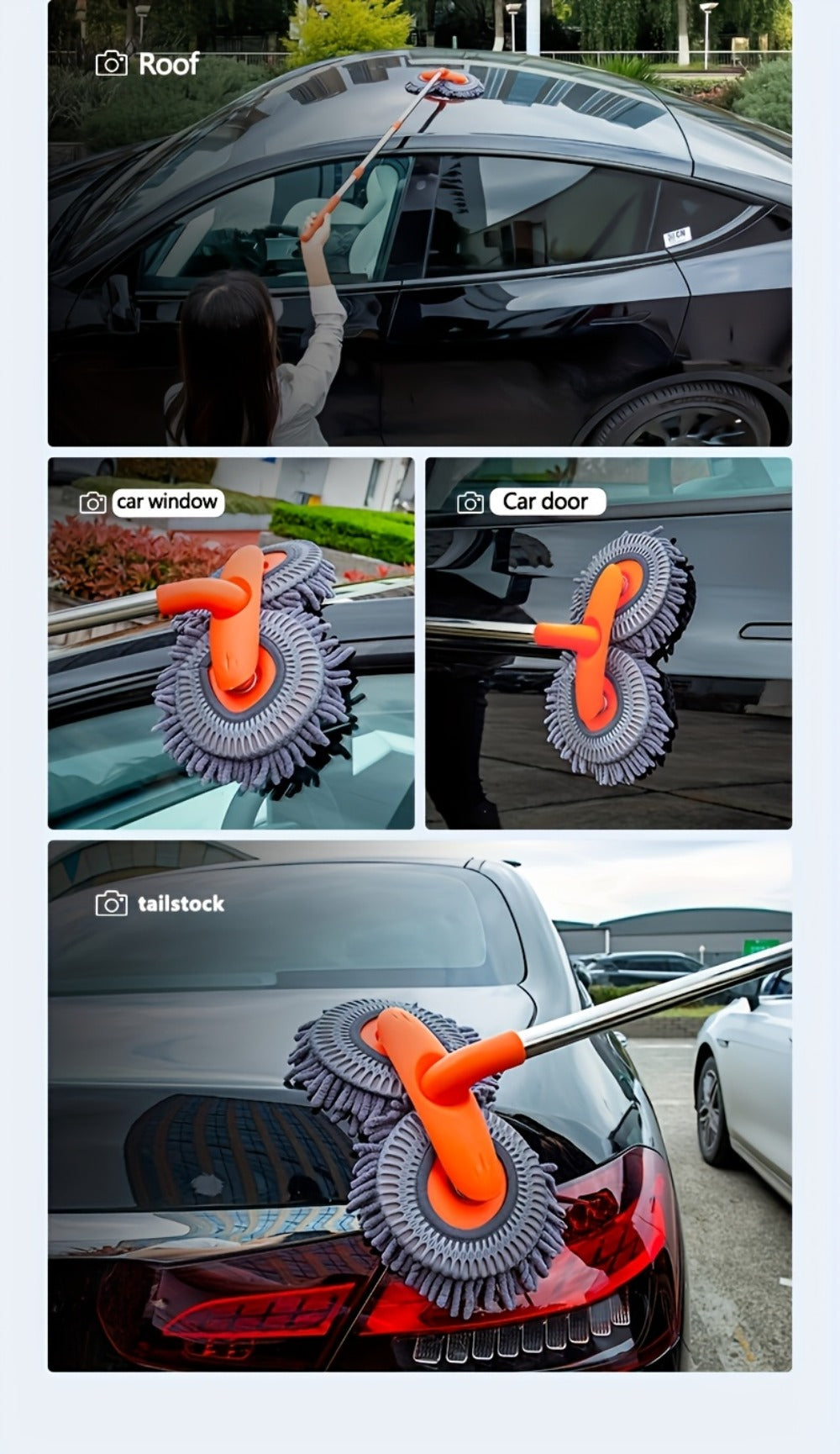Car Wash Mop with Three-Stage Extension Handle, Rotating Microfiber Head and Replacement Head Option — image 22