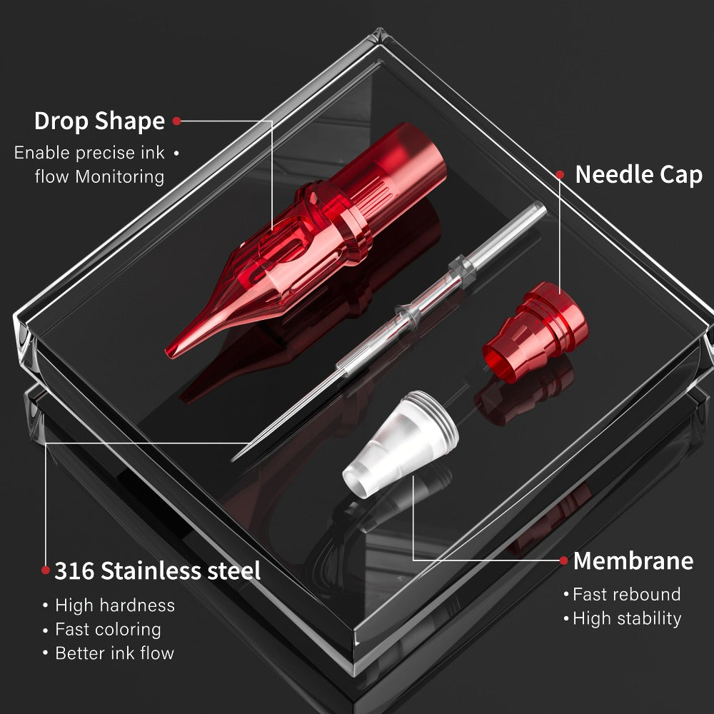 Assorted Tattoo Cartridge Needles Set 20/50pcs - Round Liner Shader Curved Mag Mixed Pack, #10 Bugpin #12 Standard — image 2