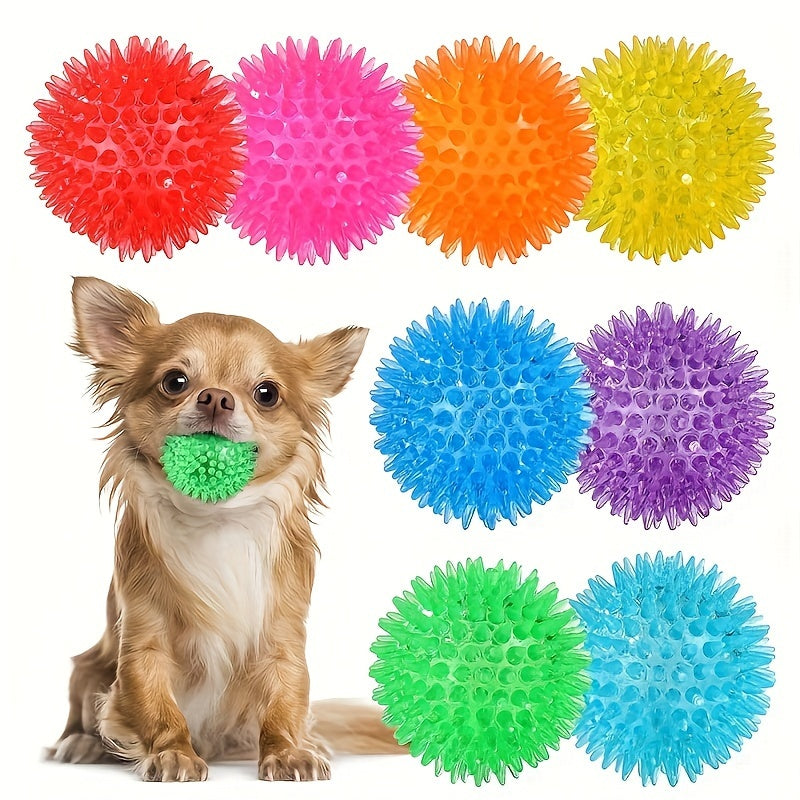 Dog Toy 12-Pack Random-Color Textured Rubber Squeaky Balls for Small and Medium Dogs, No Battery — image 2