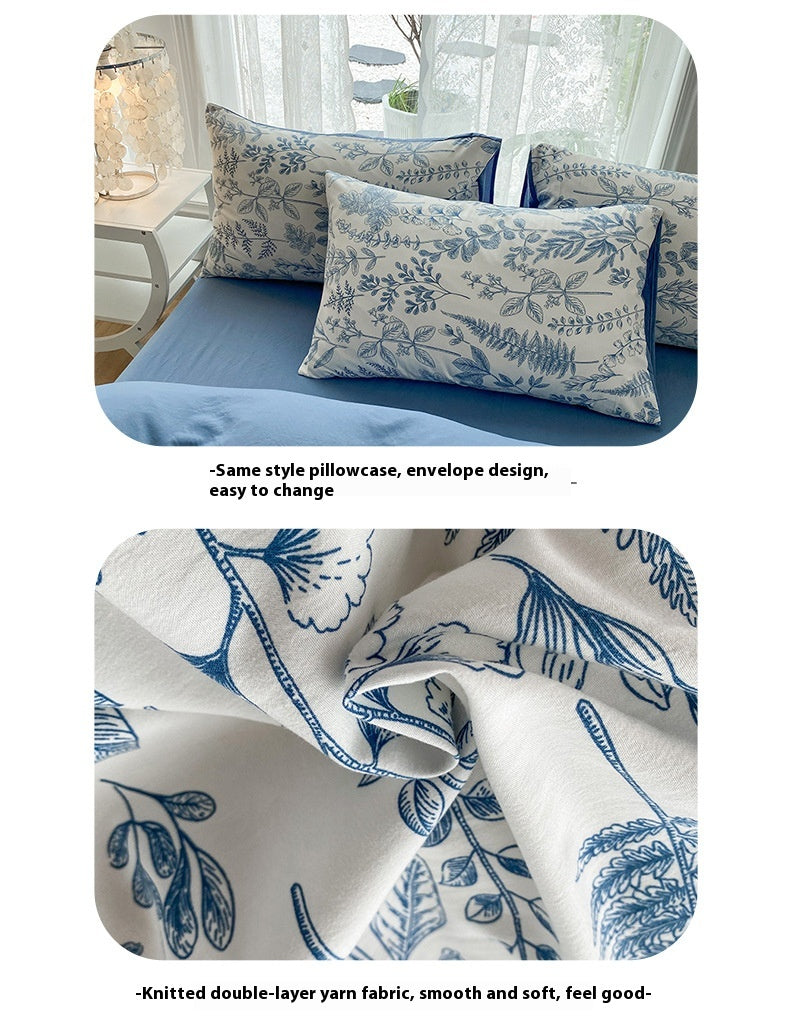 Soft Pastoral Style Double-layer Yarn Four-piece Bedding Set