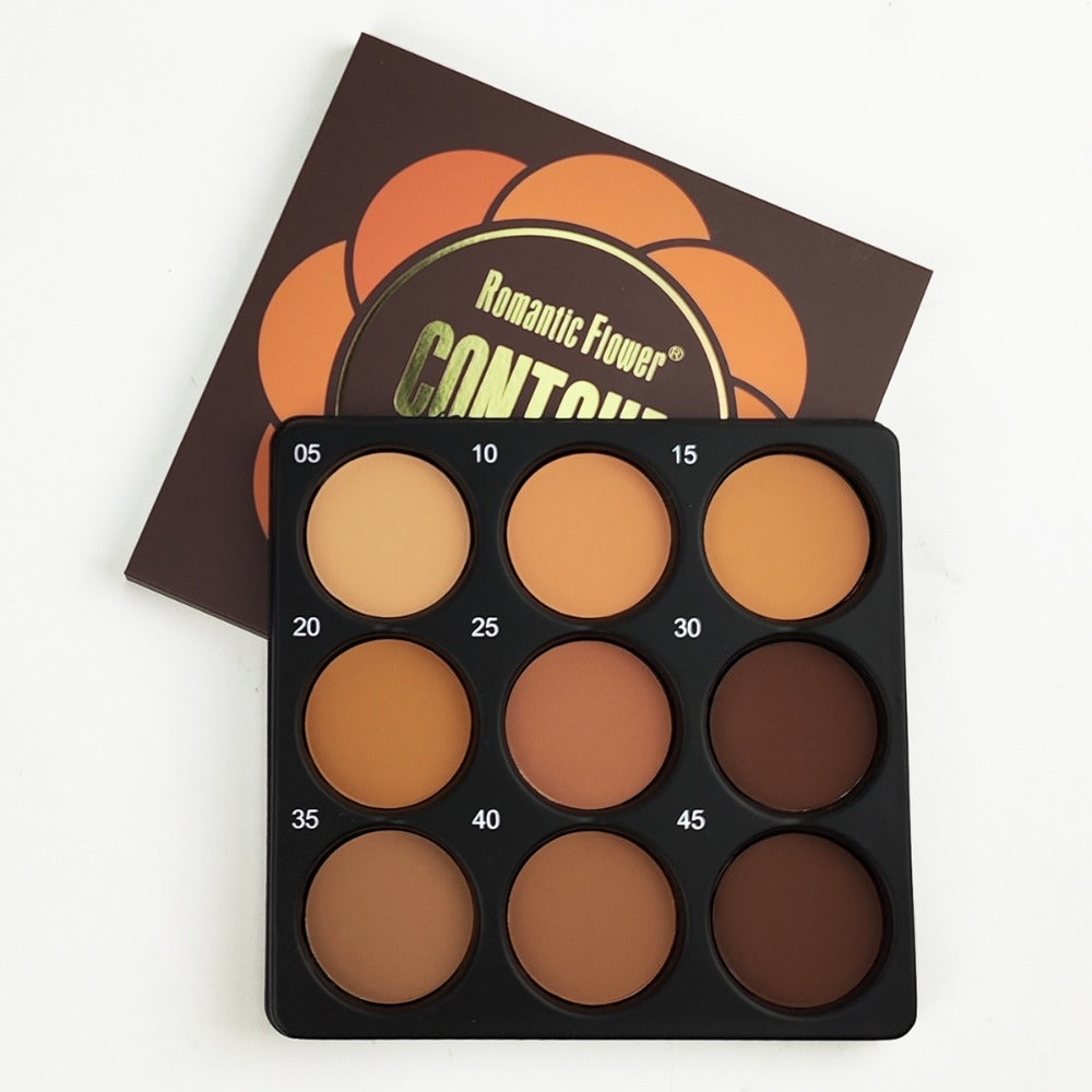 Matte Contour Palette 9 Colors Face Contouring Bronzer Kit Deep Brown Tones Buildable Blendable Multi-Use Professional Sculpt