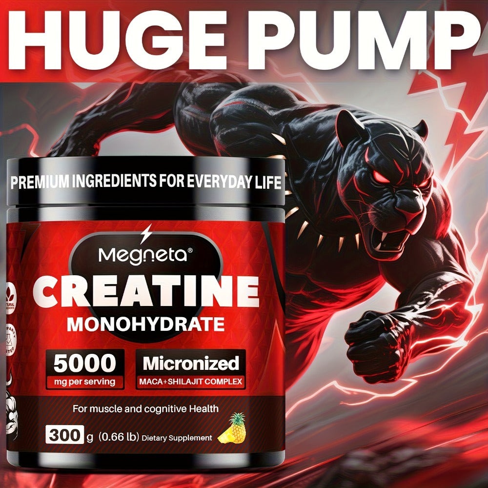 Micronized Creatine Monohydrate Powder 300g, 5000mg Per Serving, 60 Servings, Strength, Power & Focus Formula — image 1