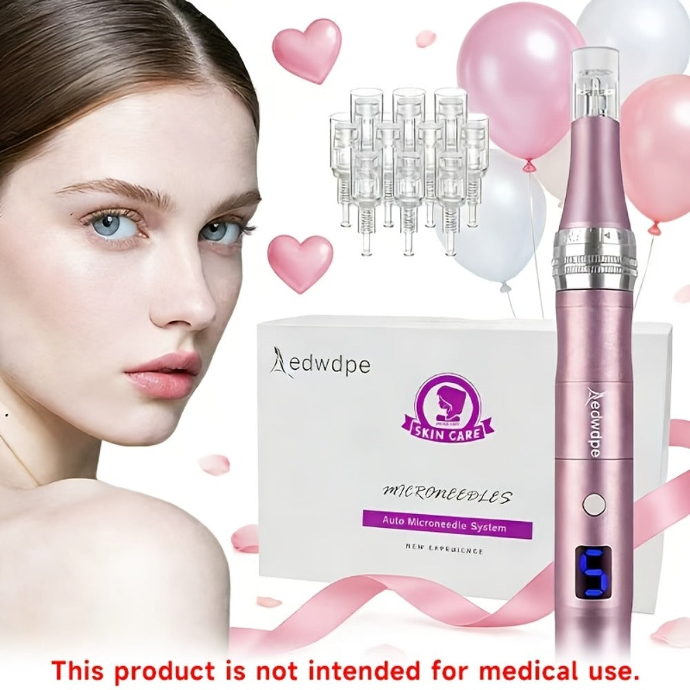 Microneedling Pen Electric 6-Speed Wireless Derma Pen 0.25mm Aluminum Alloy Cordless Skin for Bath Time, Home Spa and Persona