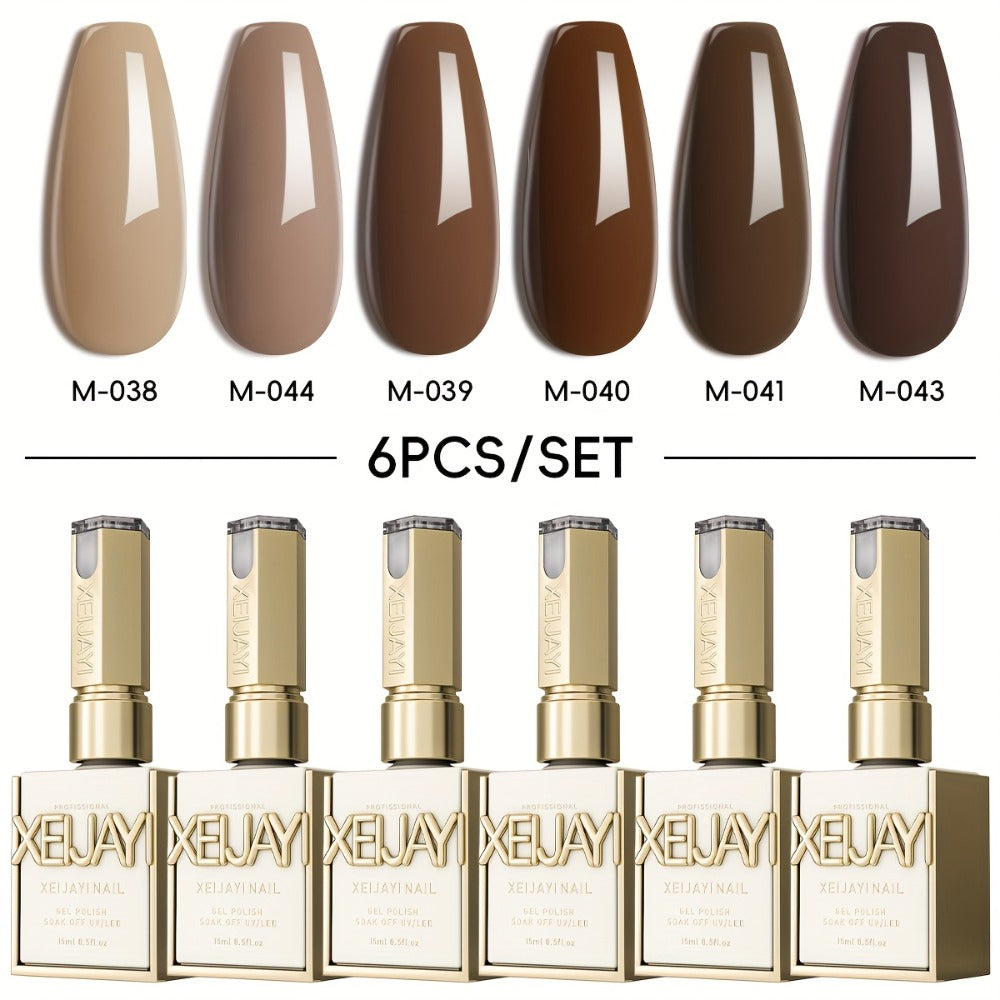 Gel Nail Polish 6-Piece 15ml Rainbow-Candy Frame-Bottle Sets in 7 Numbered Color Palettes for Nail Art — image 13