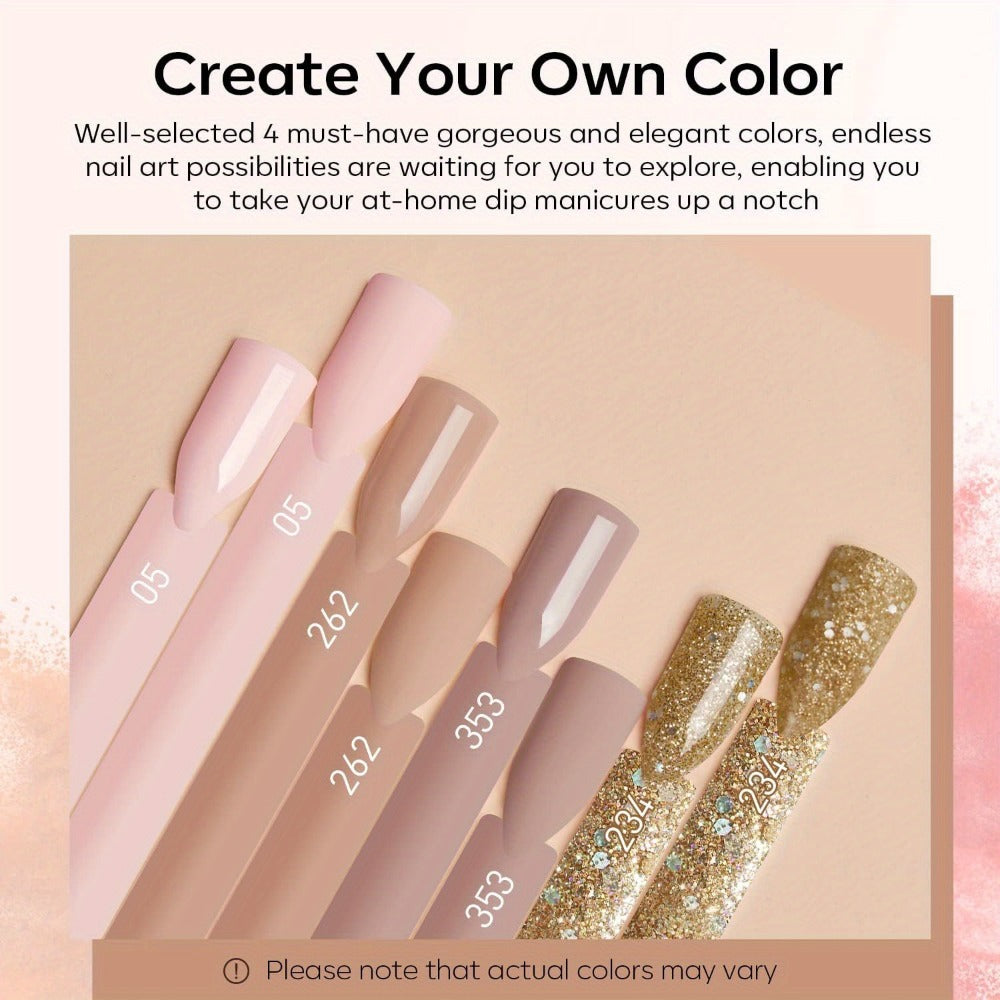 Dip Powder Nail Kit with NOCIS Label, Four Nude and Gold Glitter Powders, Three 10ml Liquids and Four Tools — image 15