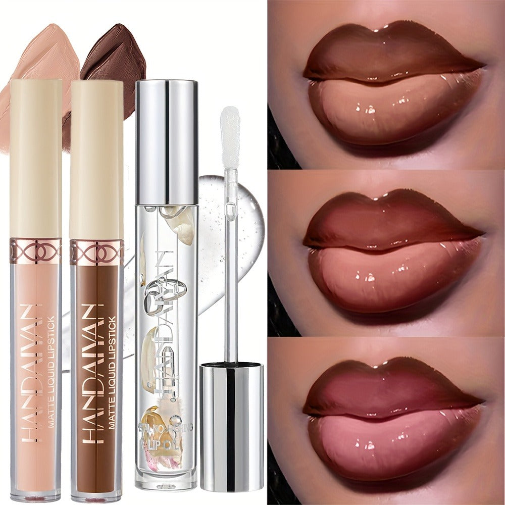 Three-Tube Lip Makeup Set with Clear Silver-Cap Tube and Coordinated Color Pair in Set A, B or C — image 3