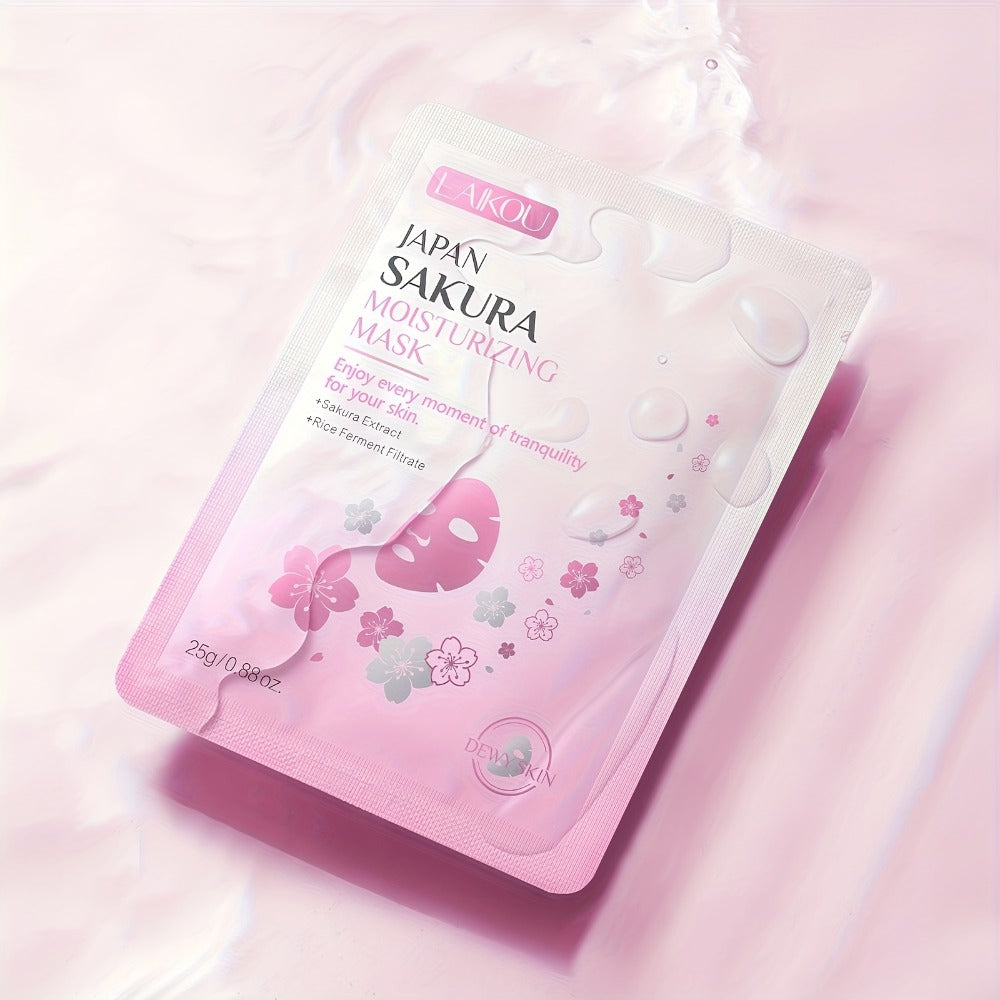 LAIKOU Sakura Sheet Mask 40-Pack with 25g Pouches, Sakura Extract and Rice Ferment Filtrate Labels — image 2