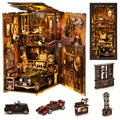 Car Players Book Nook Kit with 145-Piece Vintage Garage Scene, Warm Light and Clear Front Cover — image 6