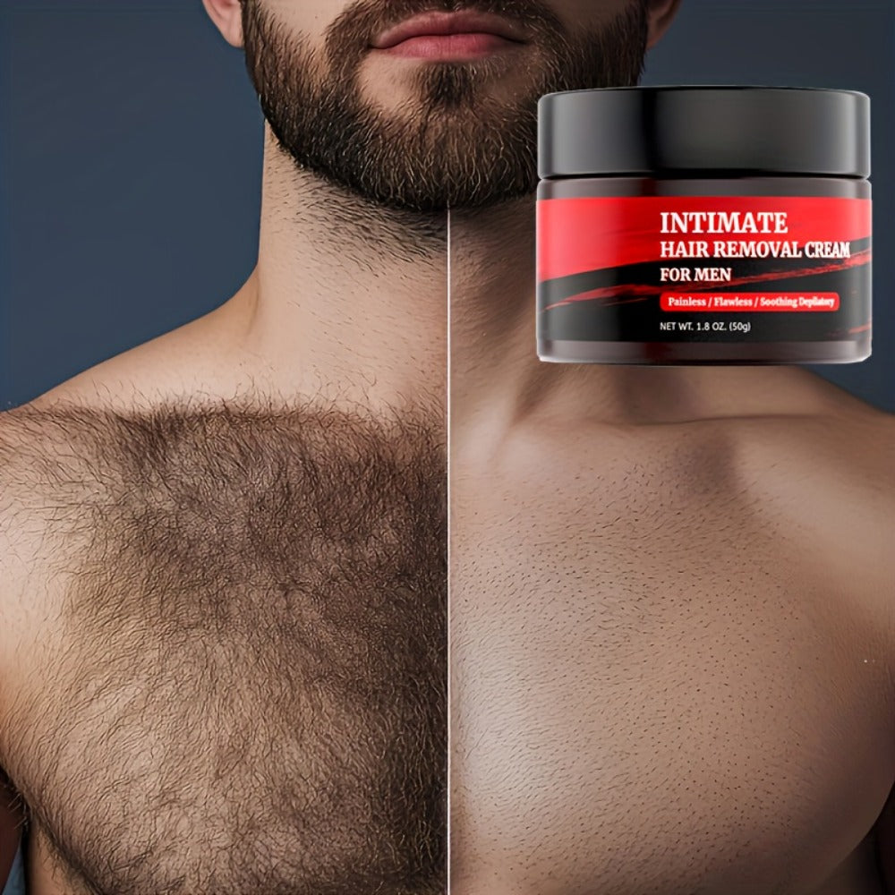 Hair Removal Cream for Men 1.8 oz 50g – Painless Gentle Depilatory for Back Chest Body & Sensitive Areas, Fast-Acting Coarse 