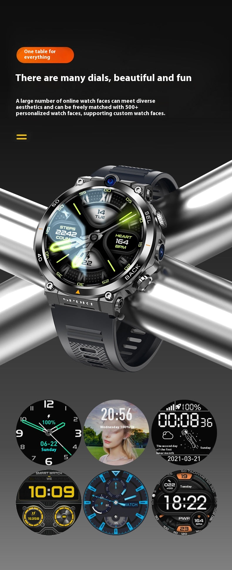 H10 Multi-function Dual Camera Sports Smart Phone Watch