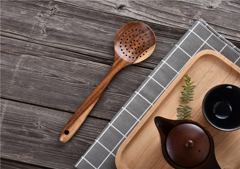 Non Stick Teak Cooking Spatula Set Of Seven Pieces