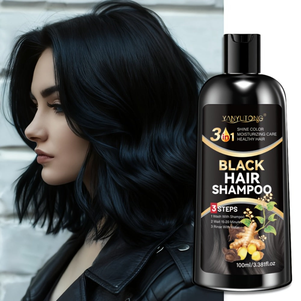 Hair Dye Shampoo, YANYUTONG 100ml Black 3-in-1 Bottle with Three-Step Package Directions for Home Use — image 11