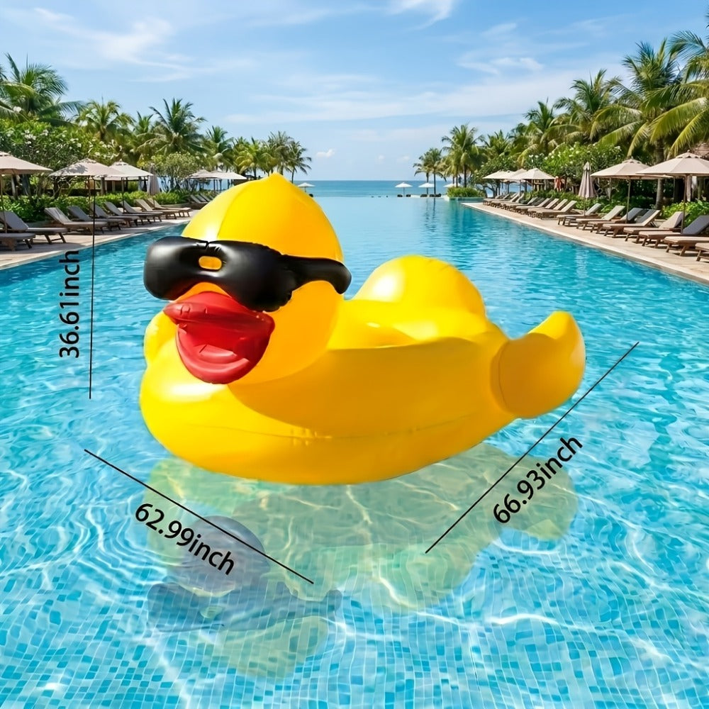 Giant Yellow Duck Pool Float, 67-Inch Ride-On Inflatable with One 16-Inch Beach Ball for Pool Parties — image 2