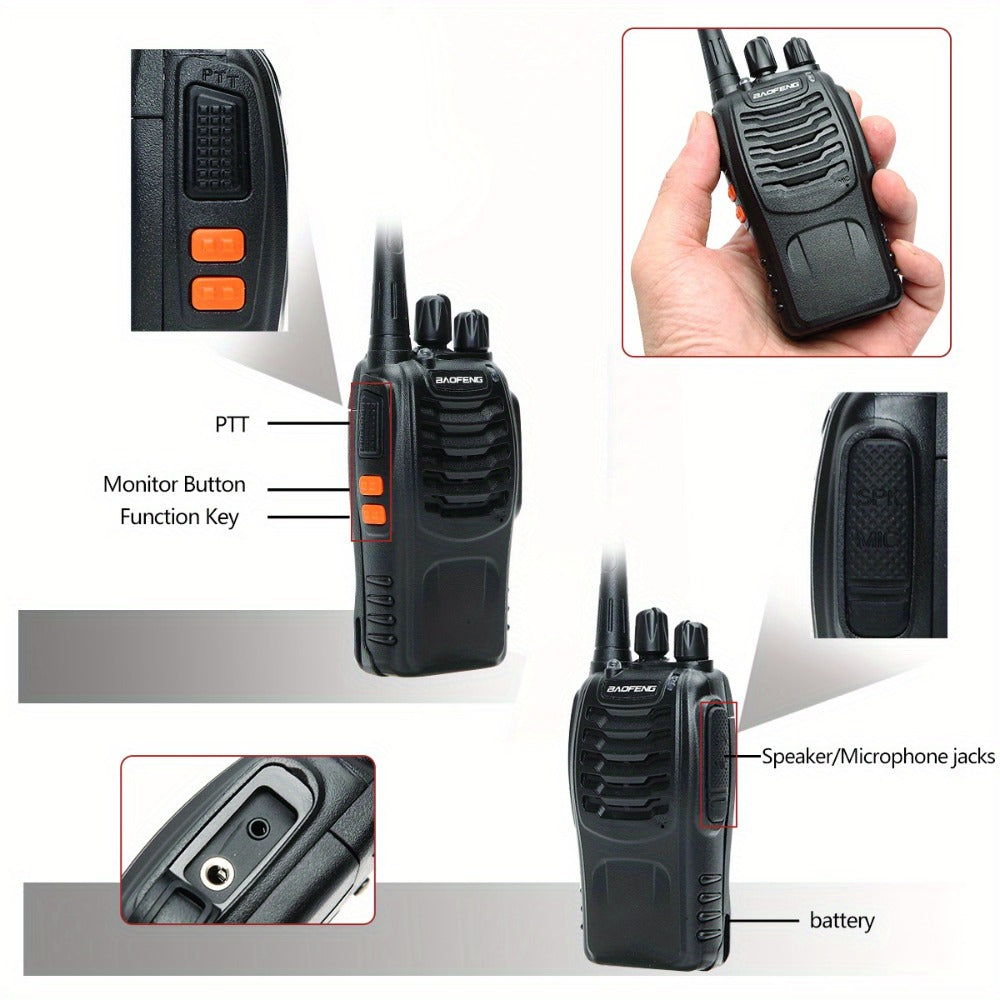 Baofeng BF-888S Walkie Talkie 2-Pack – Long Range UHF Two Way Radio, Wireless Frequency Copy, Portable Ham Radio for Hunting,