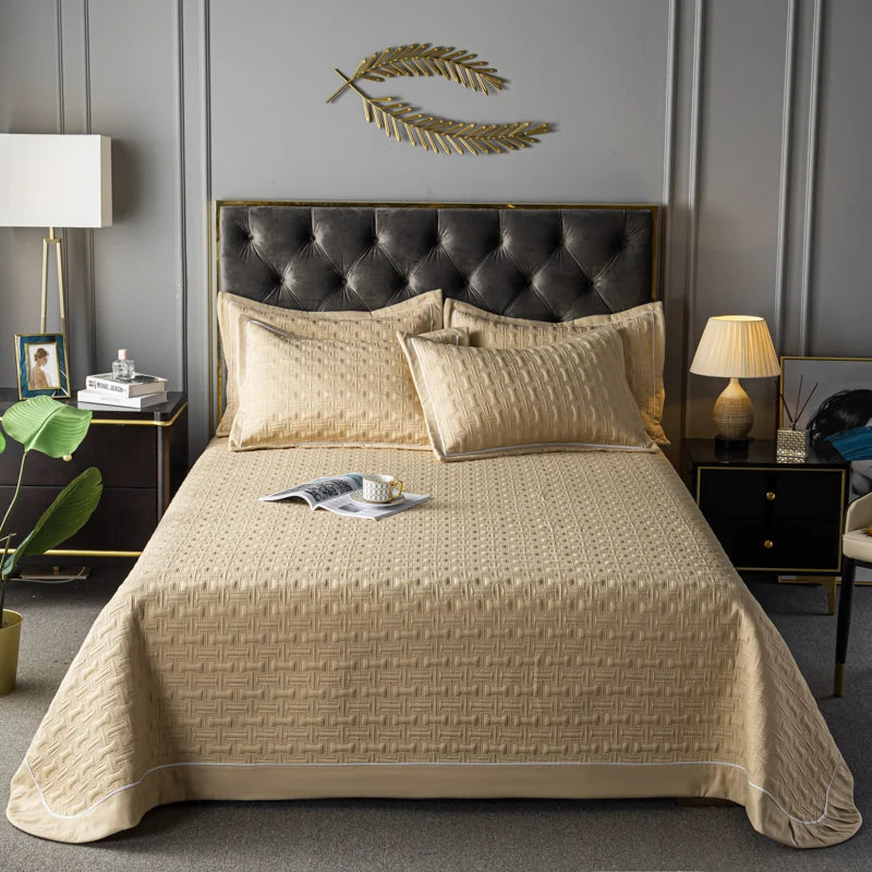 Quilted Padded Continental Bed Cover Three Piece Set