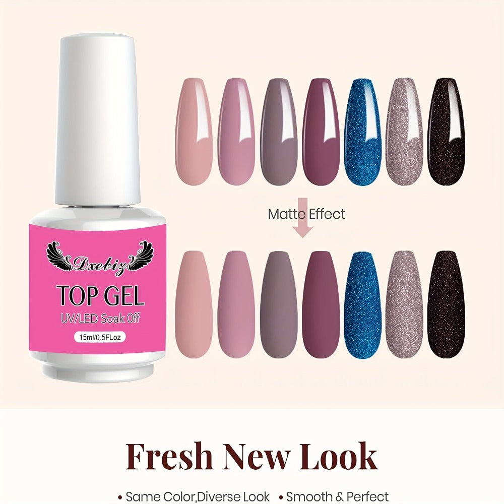 Gel Nail Polish 3-Piece Base and Top Coat Kit with No-Wipe Glossy, Matte and Base Gel for UV/LED Soak-Off Manicures — image 5