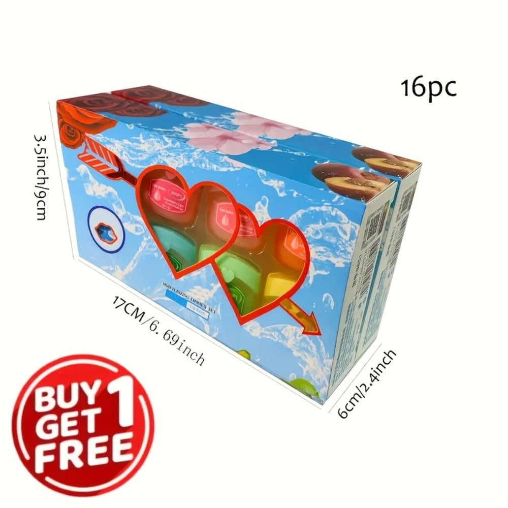 Moisturizing Lip Balm Set 16 Pcs – Glossy Hydrating Balm with Vitamin C, Glycerin & Sweet Orange, Long-Lasting Lip Care for D