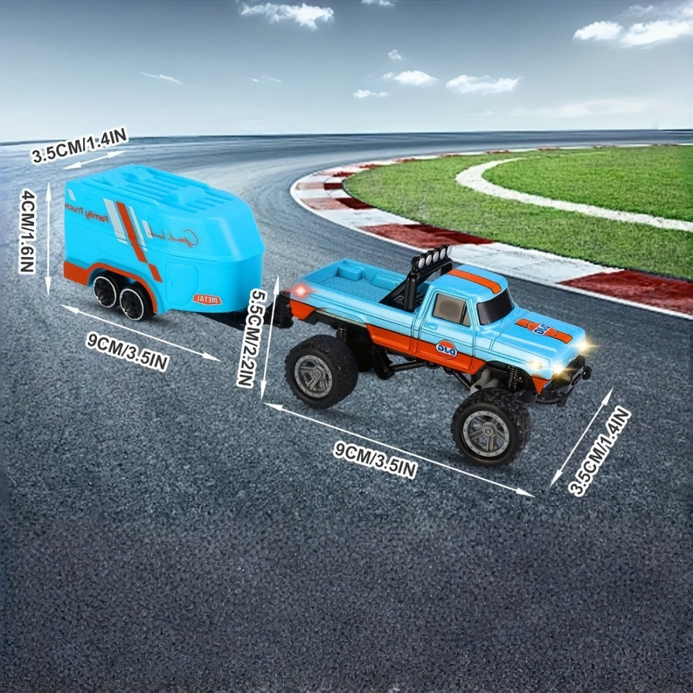 Mini RC Truck Toy 1:64 Scale 2.4GHz Off-Road Alloy Crawler with Detachable Trailer Body Lights & LED Headlights — image 5