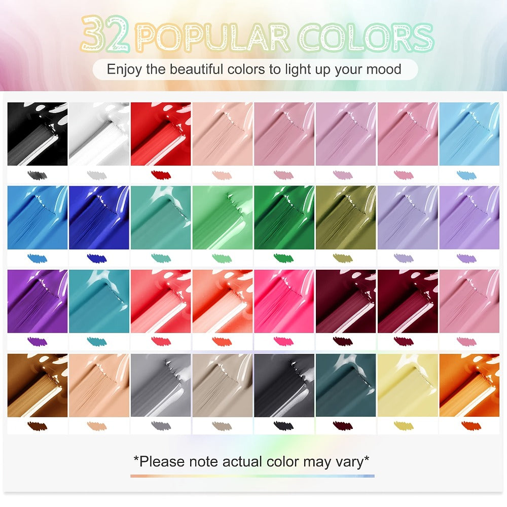Gel Nail Polish 36-Piece Kit with 32 Colors, Base Coat and Three Top Coat Finishes for Home and Salon Use — image 3