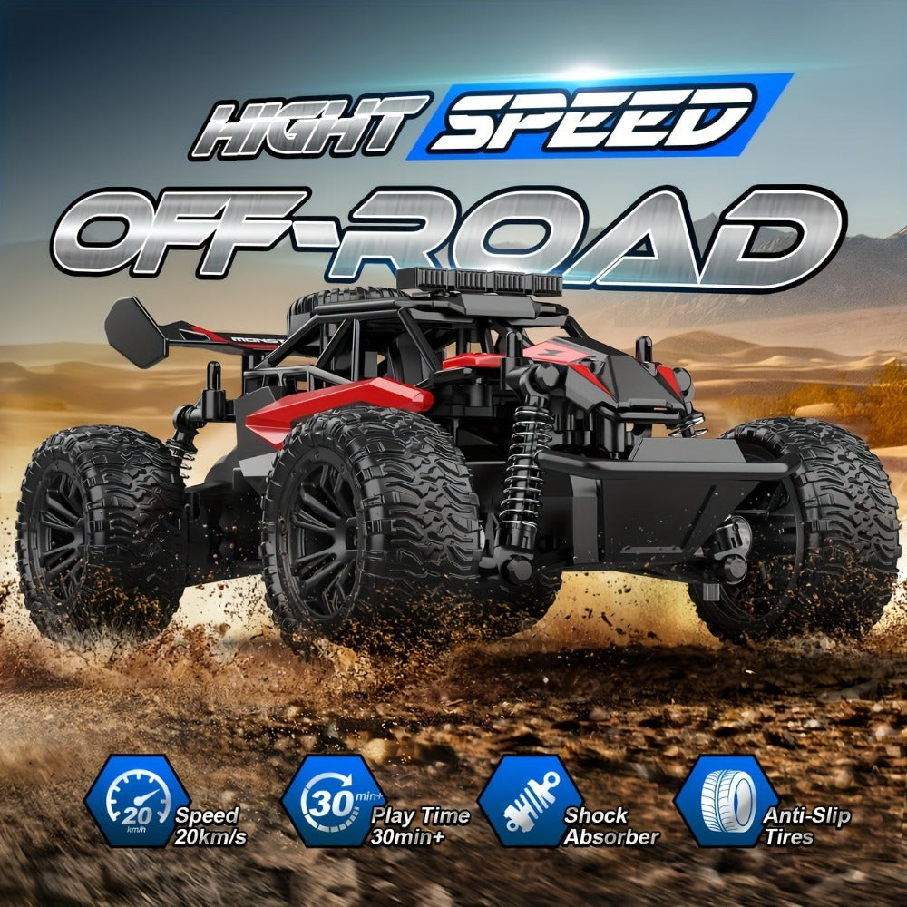 RC Off-Road Truck for Kids Ages 6+, High Speed Remote Control Car Alloy Steel Body Full-Function 4WD Monster Truck Toy for Bo