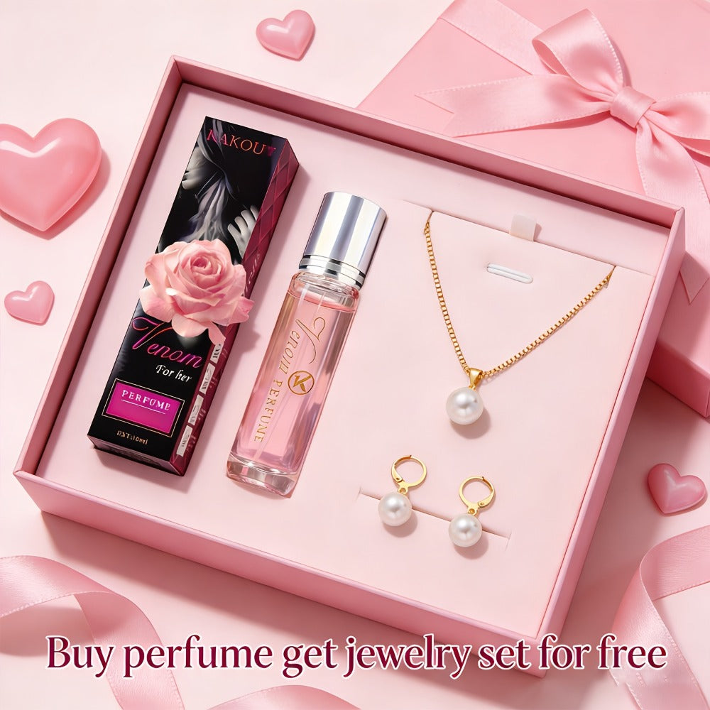 Pheromone Perfume & Jewelry Gift Set for Women 6-8 Hours - 2 Piece Fragrance Accessory Bundle for Bath Time, Home Spa and Per