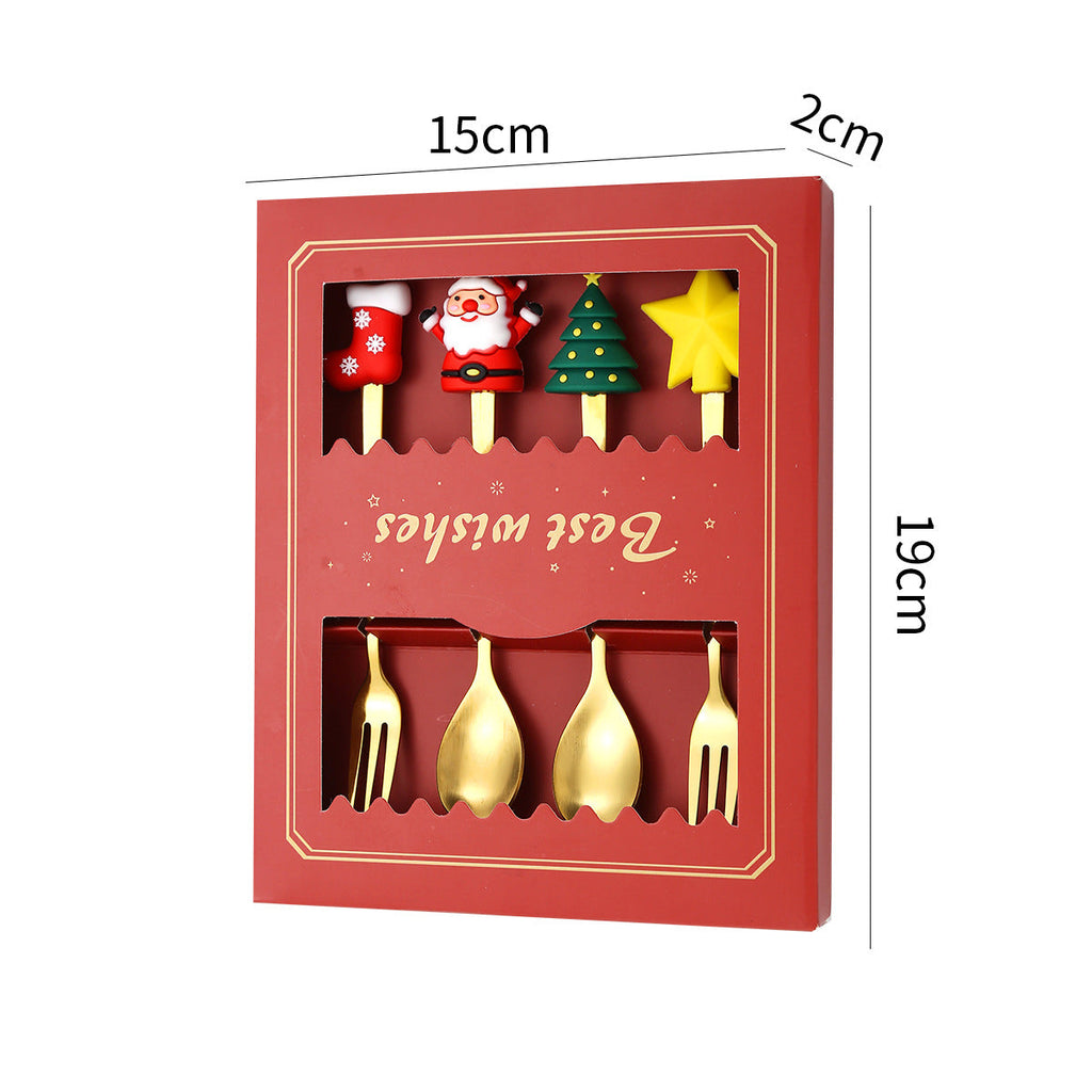 Christmas gift tableware stainless steel coffee spoon dessert spoon fork set - V.I.P Digital Presence