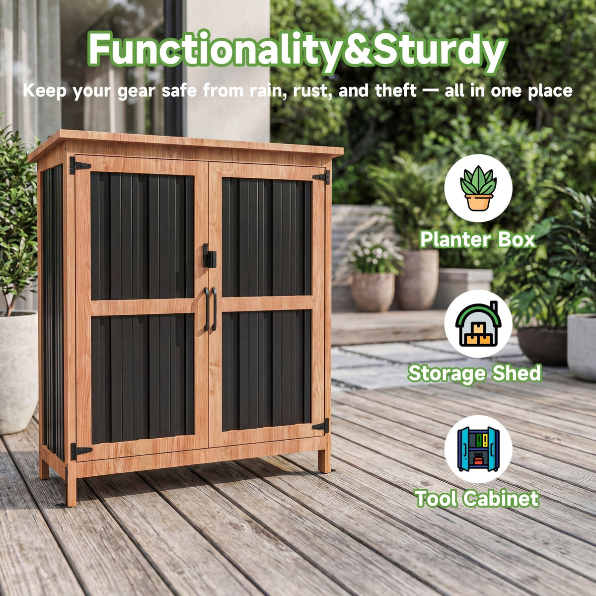 Metal Outdoor Storage Cabinets with Shelf-Equipped Tall or Low Models and 3 x 2 x 4.6 Ft Shed Option — image 14
