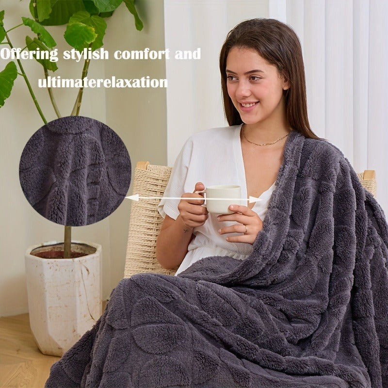 Raised Geometric Throw Blanket in White, Blue or Grey with 40 x 60, 60 x 80 and 80 x 90-Inch Size Options — image 18