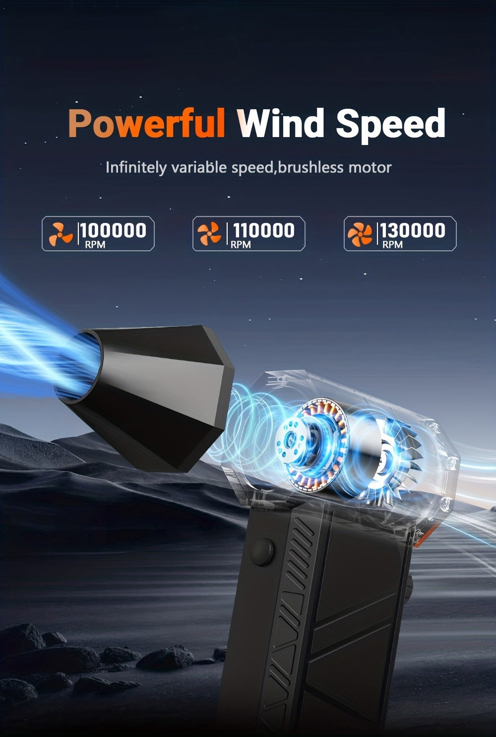 Electric Air Duster 130000RPM Rechargeable Handheld Blower, 3-Speed Wireless Turbine Fan for Computer Keyboard — image 17