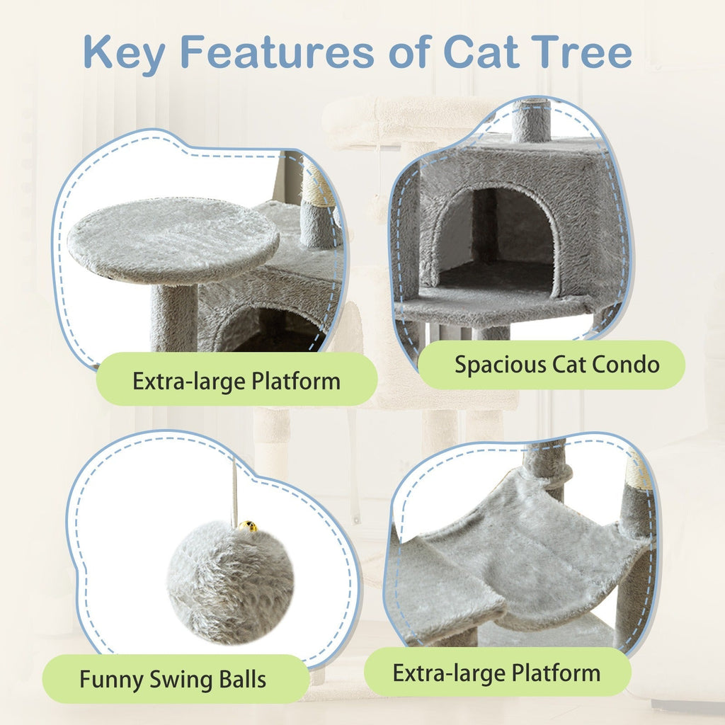 Multi-Level 44in Cat Tower with Enclosed Condo, Hammock, Round Platforms and Sisal-Wrapped Posts — image 38