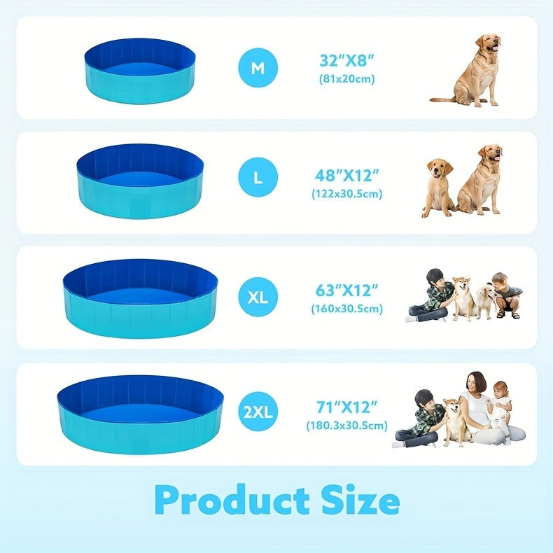 Foldable Dog Pool, Portable Hard Plastic Pet & Kids Swimming Pool, Anti-Slip Collapsible Bathtub for Indoor Outdoor Backyard 